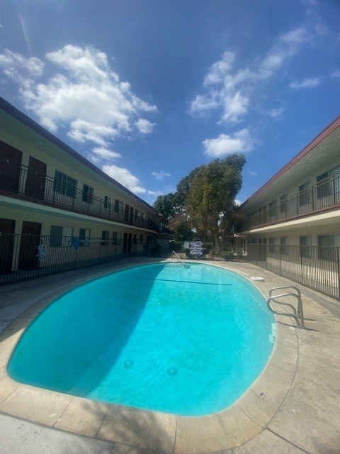 a large swimming pool in the middle of a building
